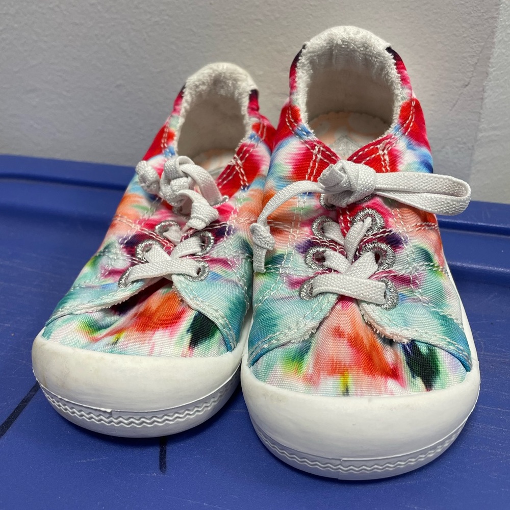 EUC Roxy Girl Toddler Bayshore Slip On Sneakers Shoes Tie Dye Multicolor Size 6